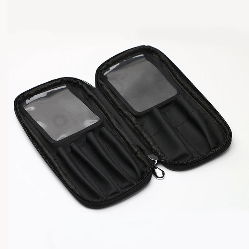 Black Waterproof Double Zipper Makeup Brushes Case Women Cosmetic Bags Portable Travel PU Brush Holder Storage 240812