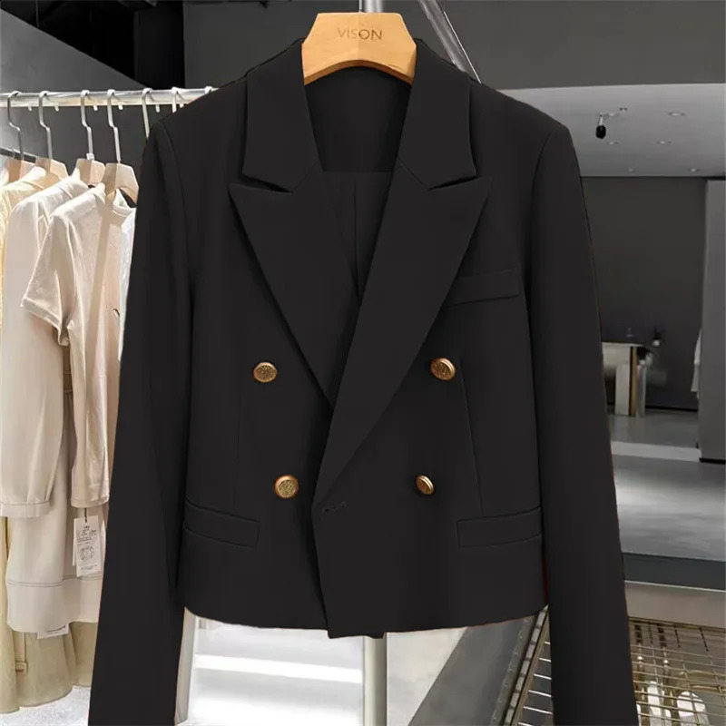 Elegant Crop Blazer Mujer Long Sleeve Short Jacket Women Spring Autumn Fashion Casual Slim Outerwears Blazers Feminino 240813