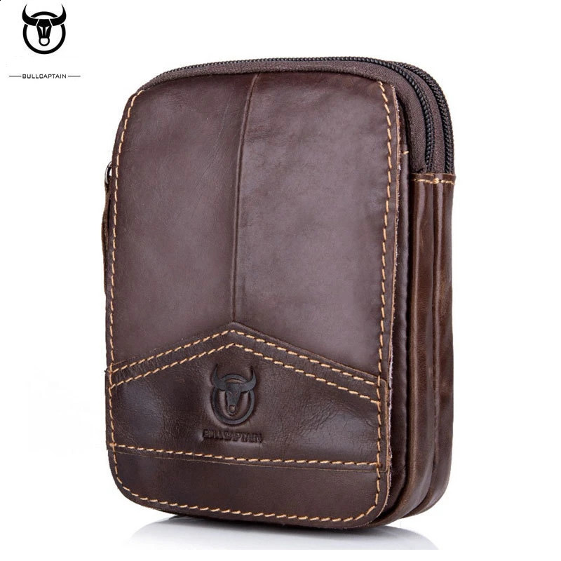 Captain Bull Cowboy Leather Mens Waist Bag Multi functional Outdoor Travel with Money Bag Mens Mobile Phone Bag Clutch JYB083 240812