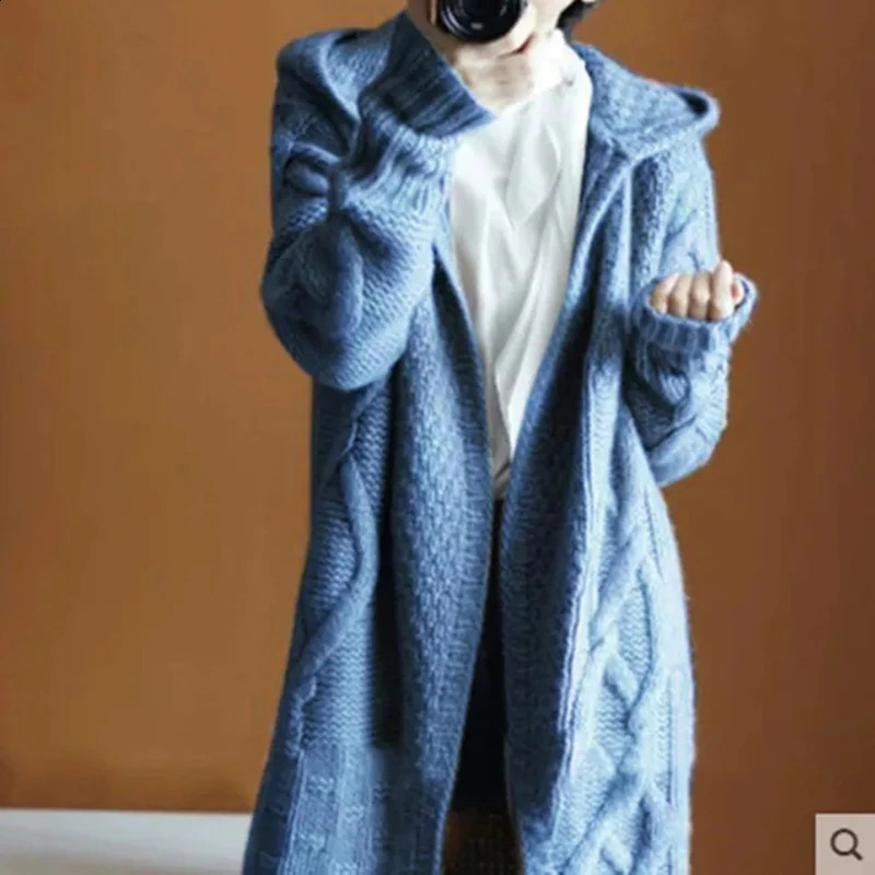 Women Sweater Cardigans Plaid Color Contrast Autumn Winter Knitted Korean Loose Oversize Long Sleeve Elegance Sweet Casual Coats 240813