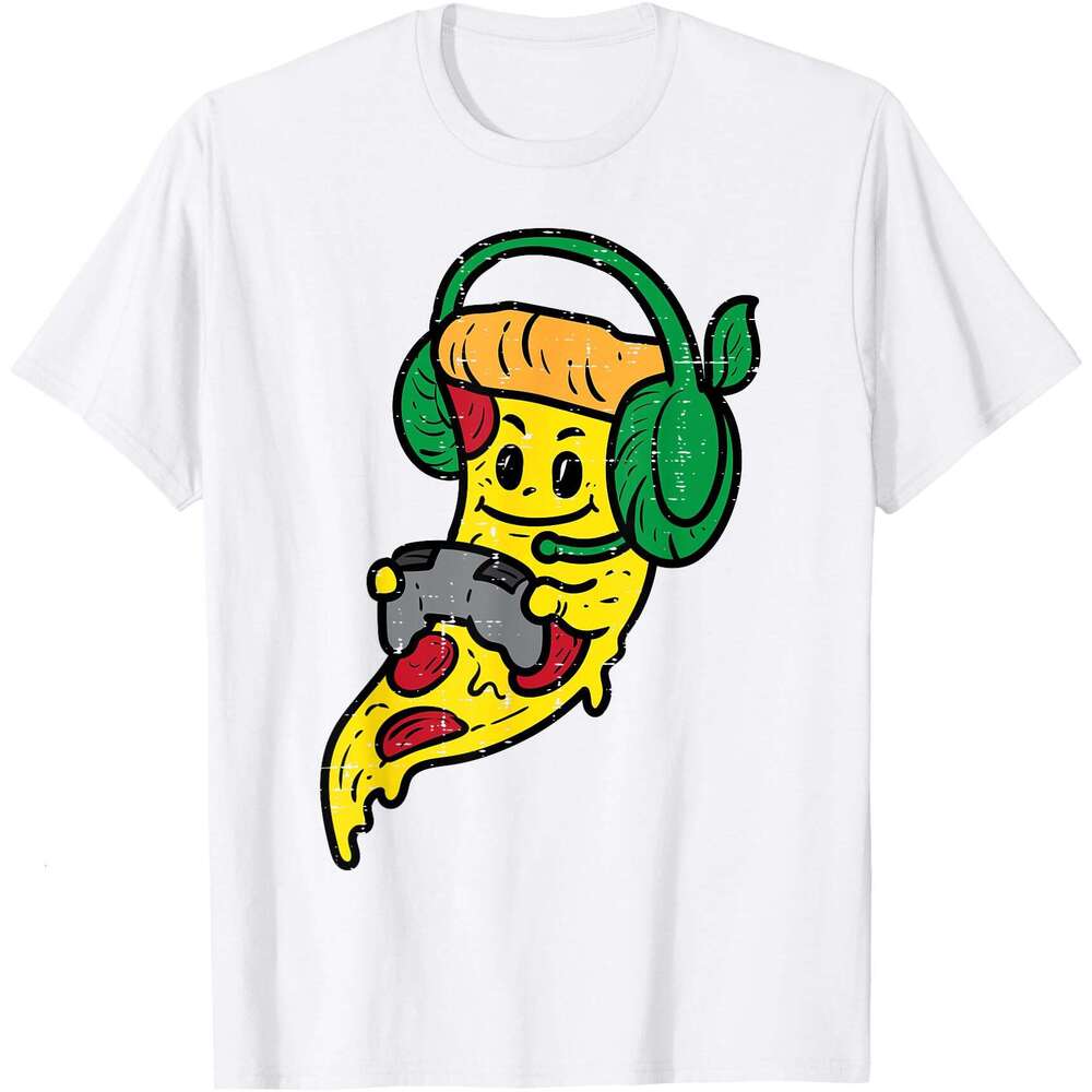 2025S Fashion Designer T Shirt For Mens Gamer Pizza Video Gaming Funny Food T Shirt Shirts Tshirt Graphic Tee Casual Tops Clothes Short Sleeve