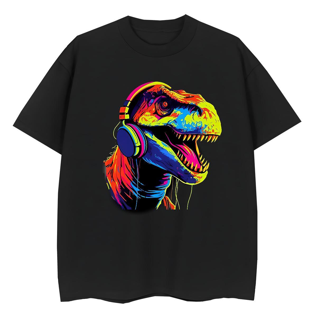 Classic T Shirts Men dinosaur O Neck Short Sleeves Casual Daily Wear Anime 230g Cotton Couples T Shirts Classic Casual Clothings