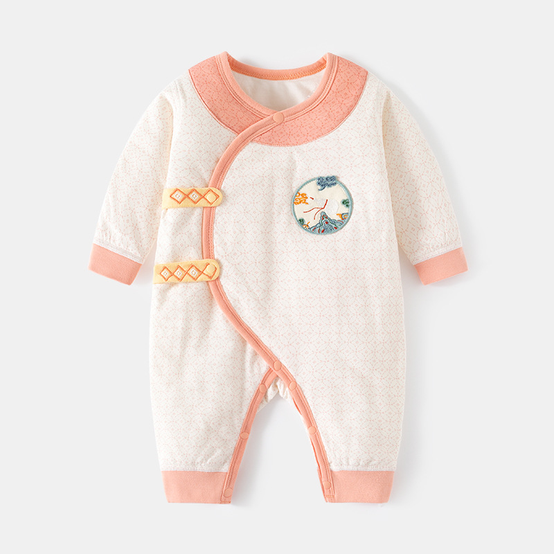 Baby cotton jumpsuit Thin cotton boneless clothing autumn and winter pure cotton newborn butterfly suit baby crawling suit