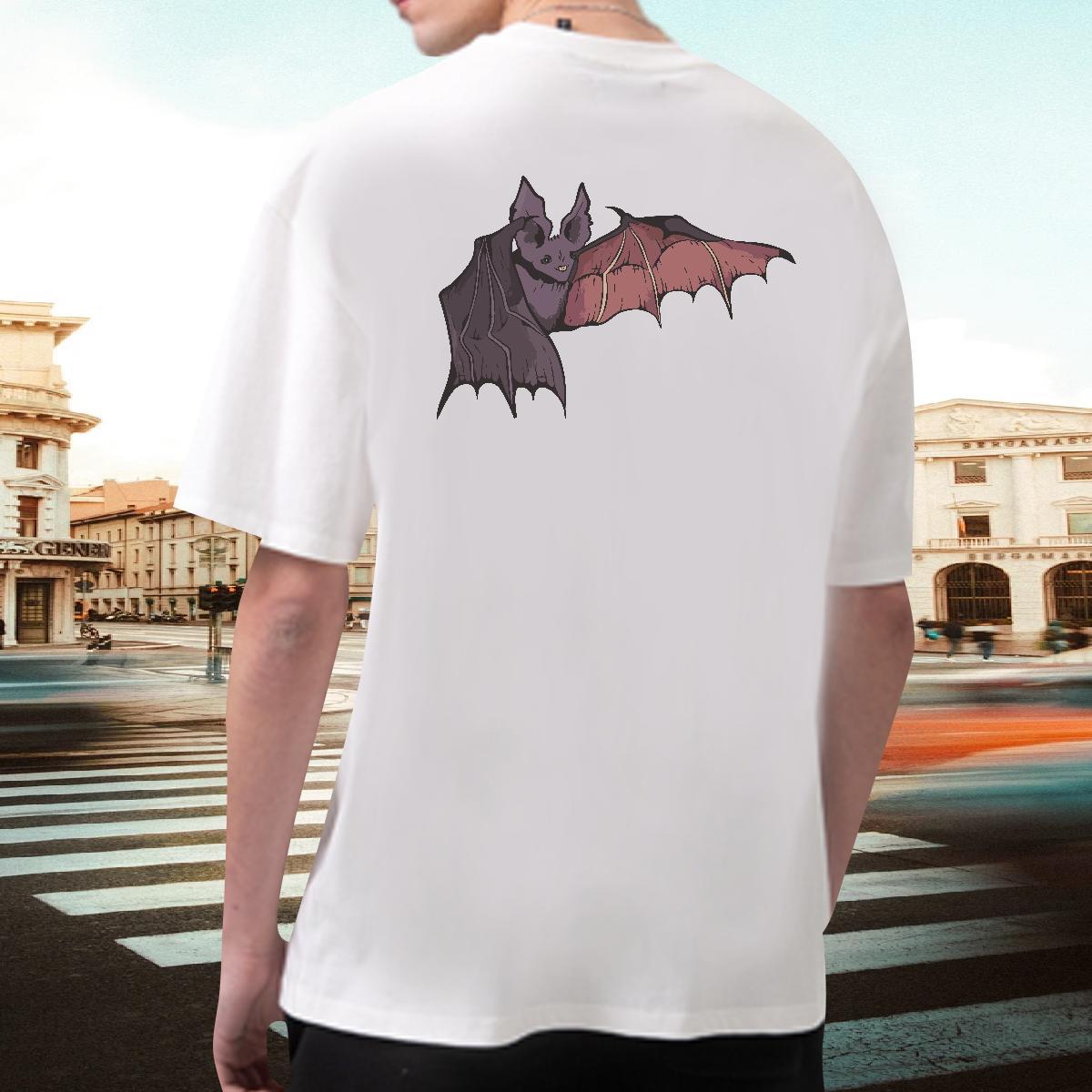 Comfortable T-Shirts for Men bat Round Neck Short Sleeve Casual DIY 100% Cotton 230g Men Clothes T-Shirt Wholesale Wear