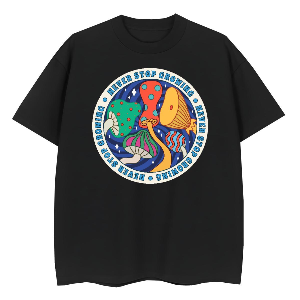 DIY Customized Tshirts mushroom Anime Printing Street 230g Cotton Tops Tees Breathable Crew Neck Brand T Shirt For Man DIY Anime