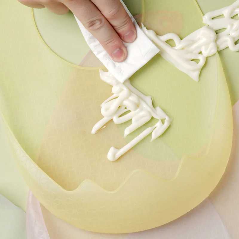 Bibs Burp Cloths Baby Silicone Bib Baby Waterproof Bib Solid Color Adjustable Portable Easy To Clean Children Burp Towel Newborn AccessoriesL4812