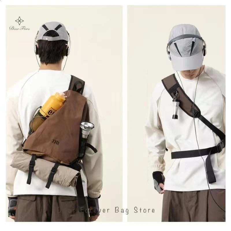 Y2k portable lightweight nylon cross body bag stylish Rucksack travel shoulder casual Knapsack outdoor sports unisex chest 240813