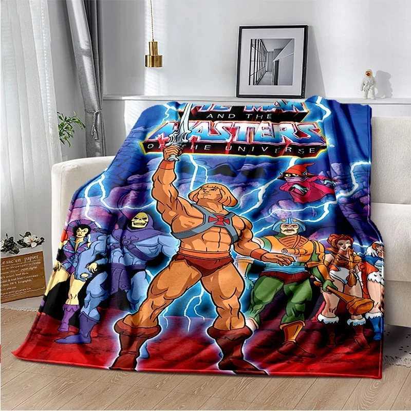 3D Printed Masters of The Universe Anime Blanket Cartoon He-Man Flannel Soft Comfortable Living Room Sofa Bed sXJ240813