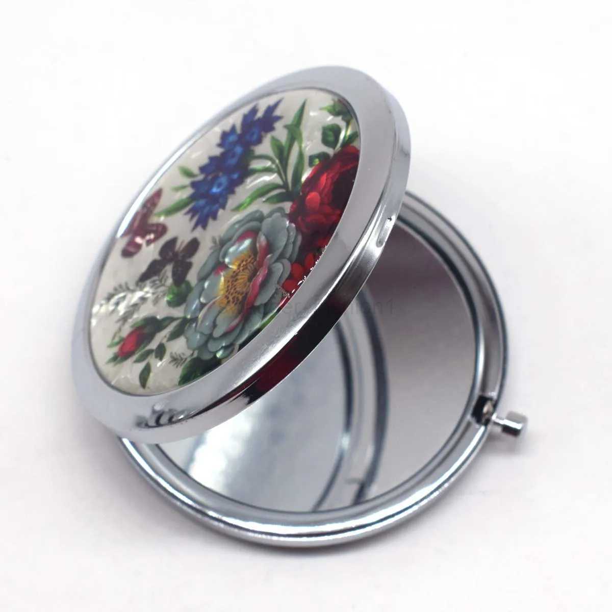 Mini Makeup Compact Pocket Mirror Flower Butterfly Bamboo Metal Portable Two-side Folding Makeup Mirror Vintage Cosmetic MirrorsXJ240813