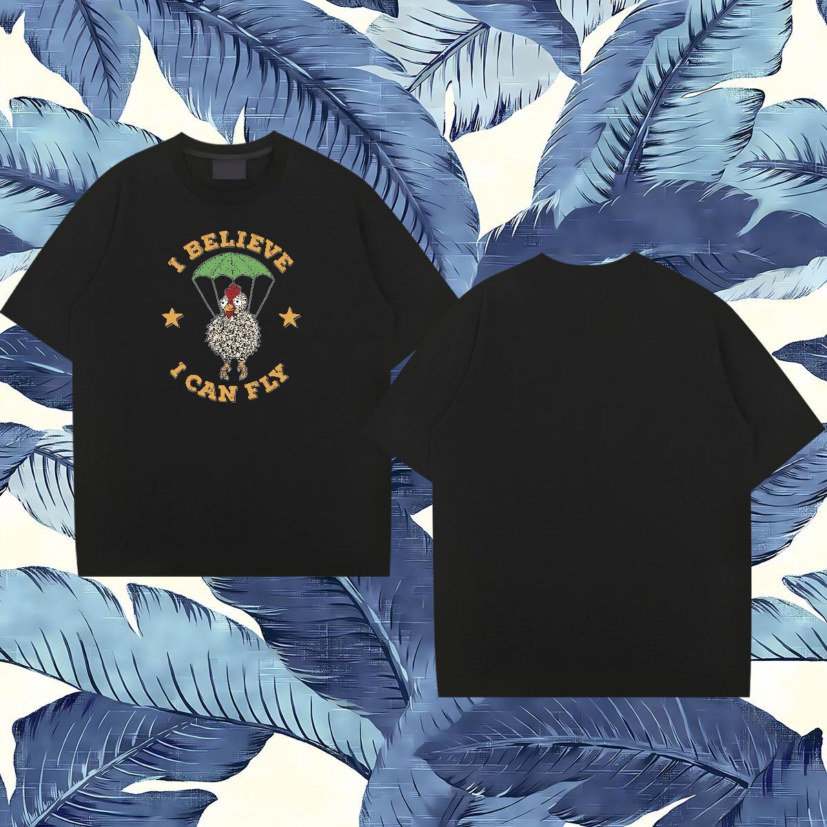 Soft T-Shirts for Men chicken Breathable Short Sleeve Beach Custom Print Plus Size 100% Cotton 230g Tshirts Factory Direct Tops