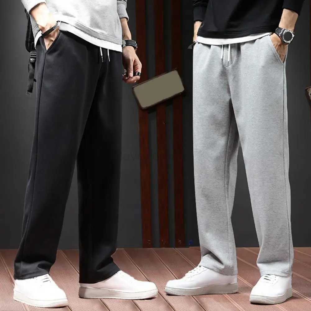 Straight Track Trousers Mens Autumn Casual Jogger Pants Loose Wide Leg Sweatpants with Drawstring Elastic Waist for FashionableXJ240813