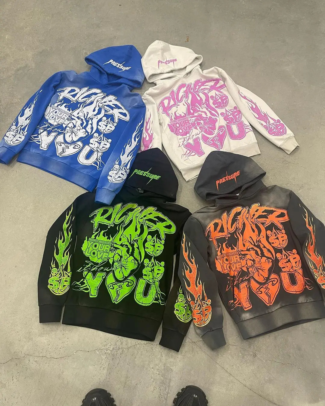 American graphical Print Hoodies sweatshirt Plush Pullover Harajuku Vintage Y2K streetwear high street tracksuit men clothing 240821