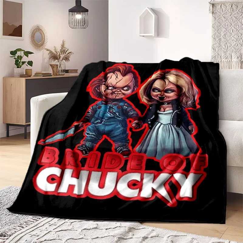 Halloween Throw Blanket Horror film Chucky Annabelle Blanket Soft Home Plush Sheet Sofa Cover all Seasons Travel Warm BlanketXJ240813