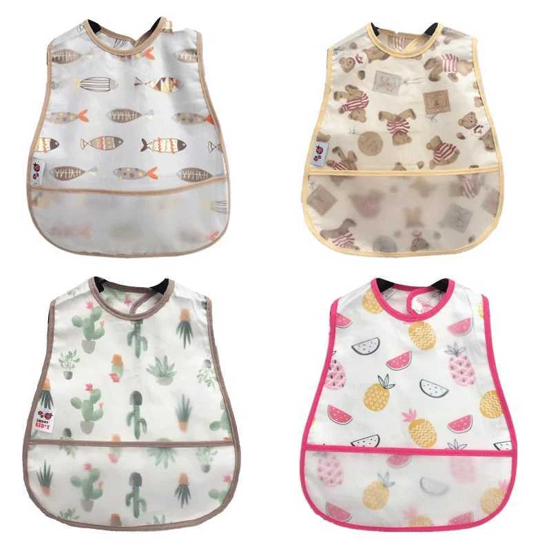 Bibs Burp Cloths 2024 New Cartoon Pattern EVA Waterproof Pocket Lunch Feeding Bibs Adjustable Baby Bibs Cute Children Baby Apron Kids Burp ClothsL4812