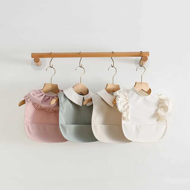 Bibs Burp Cloths Baby Bibs INS Nordic Style Infant Boy Girl Waterproof Soft PU Bib Meal Protection Feeding Burp Cloth With Pocket Easy CleanL4812