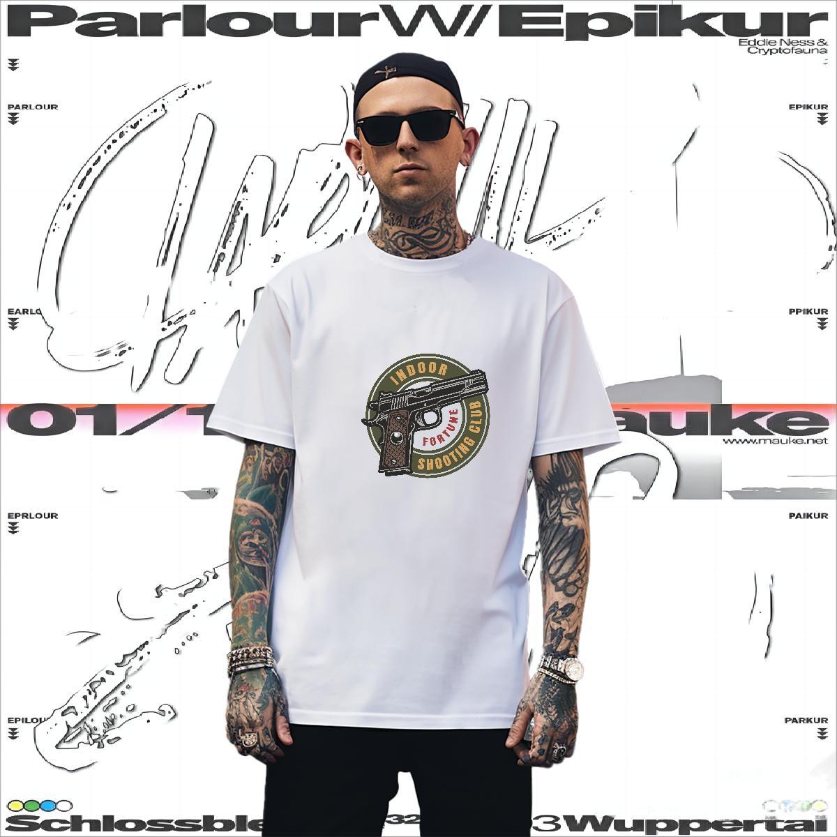 Designer T Shirt For Man pistol O Neck Short Sleeves Hip Hop Street Oversized 230g Pure Cotton Men Tees Classic Casual Polos