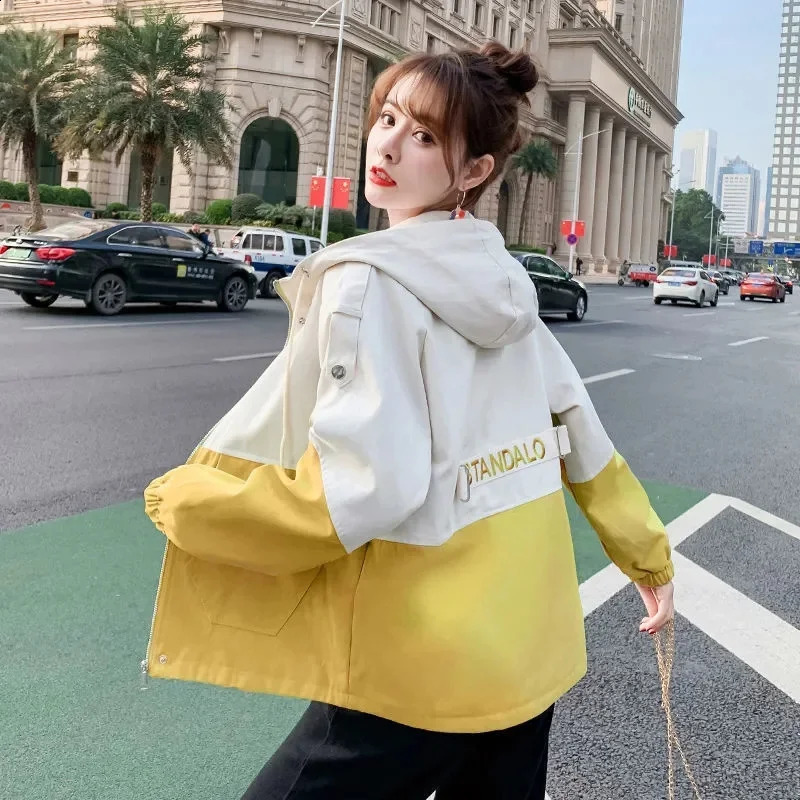 2024 Women Windbreaker Spring Autumn Hooded Coat Fashion Trench Temperament Elegant Jacket Top Loose Outwear 240812