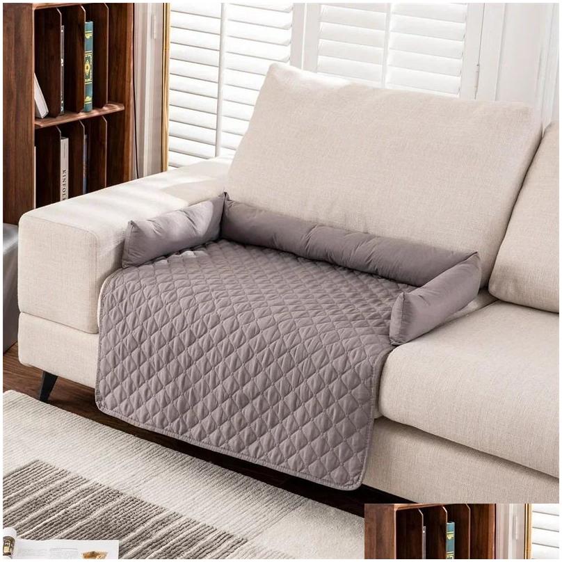 Kennels Pens Waterproof Dog Sofa Couch Er Pet Bed Blanket Mat Pad With Neck Pillow Washable Cat Calming Nest For Travel Indoor Home 24 Ot5Ms