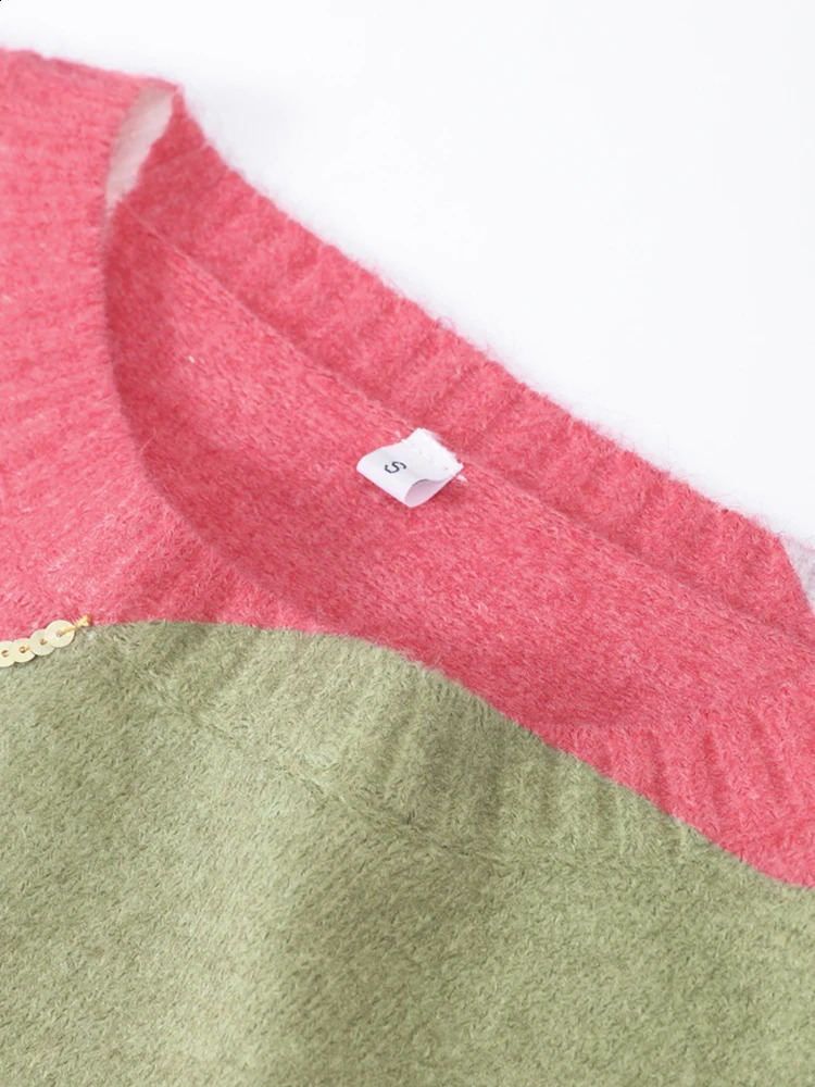Clearance Sequin Knit Pullover Women Colorful Sweater long Sleeve O-neck Casual Female Sweaters 2024 Spring Casual Lady Outwear 240813