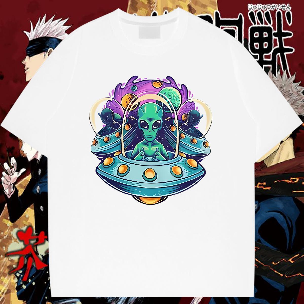 DIY Men Clothes T-Shirt halloween Daily Outfit 230g Cotton Tees Breathable Short Sleeve Classic Mens T Shirts Anime