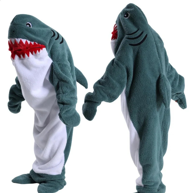 Funny Cosplay Shark Onesie Costume Suit Adult Pyjama Cartoon Halloween Christmas Carnival Sleepwear Jumpsuit Kids Clothes Hombre 240812