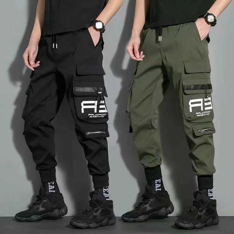 Thin Streetwear Casual Pants Men Ribbons Harem Jogging Pants Male Slim Fit Spring Cargo Pants Multi-Pockets Women Trouser J9XJ240813