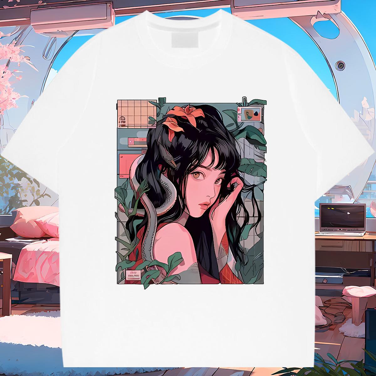 T-Shirts 100% Cotton 230g portrait Home Outdoor Breathable Crew Neck Black Oversized Tshirt for Man Woman 2024 Designer Classic Tops Shirt