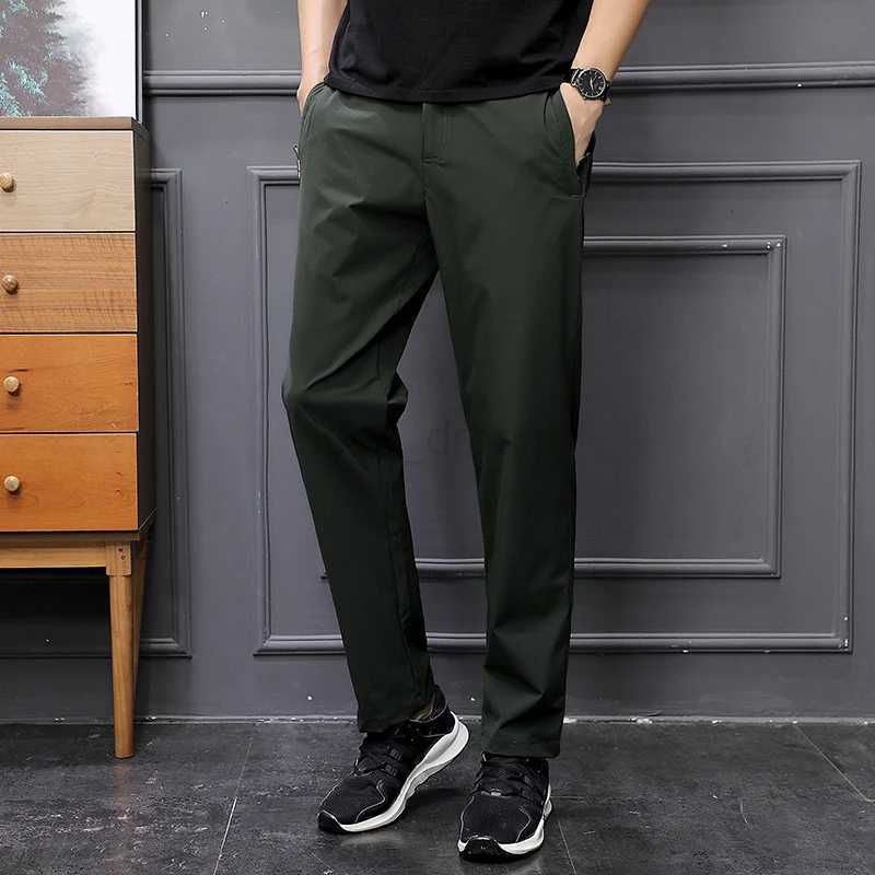 2024 Trendy Minimalist Mens Spring Autumn Solid Color Elastic Pocket Zipper Small Foot Fitness Versatile Sports Casual PantsXJ240813