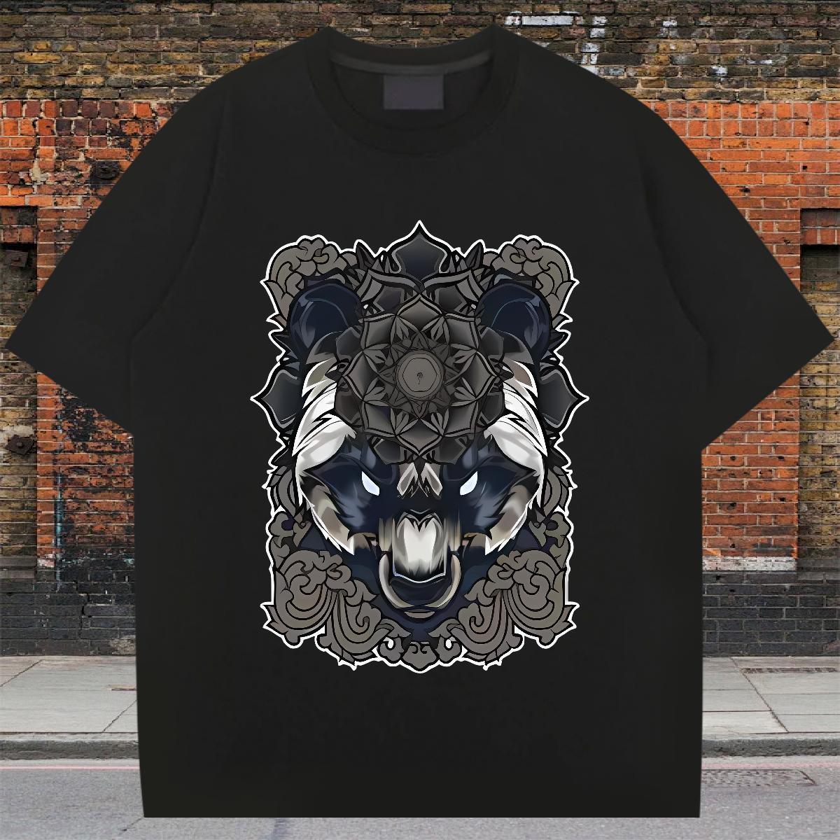 2024 Summer Couples T Shirts wolf Street Casual 230g 100% Cotton Clothes Breathable Soft Free Shipping T Shirts Men Anime Print