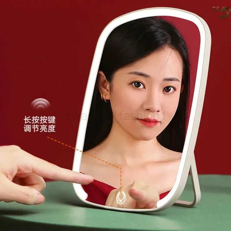 LED Makeup Mirror Touch Screen 3 Light Portable Standing Folding Vanity Mirroir with 5x Magnifying Cosmetics LED MirrorXJ240813