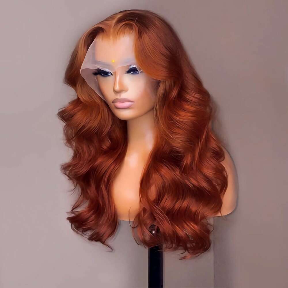 13X4 Reddish Brown Body Wave HD Lace Frontal Human Wig Pre Plucked Brazilian Remy Hair