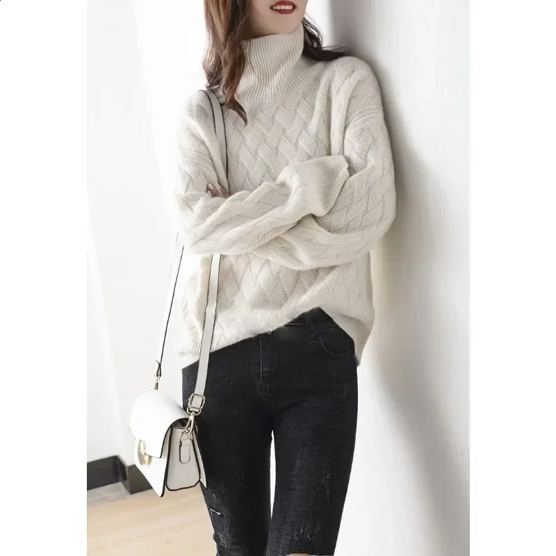 ZMZBCH Winter Womens Loose Sweater Fashionable Cashmere Oversized Thick Zipper Long Sleeve 240812