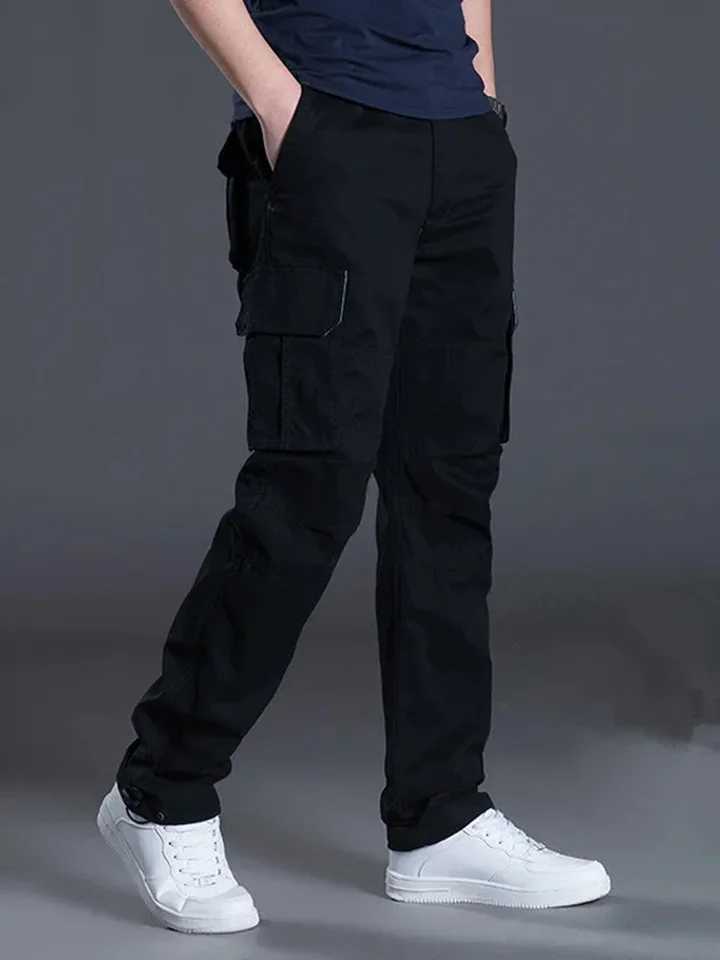 Solind Cotton Multi Flap Pockets Mens Straight Leg Cargo Pants Loose Casual Outdoor Pants Mens Work Pants For Hiking TacticalXJ240813