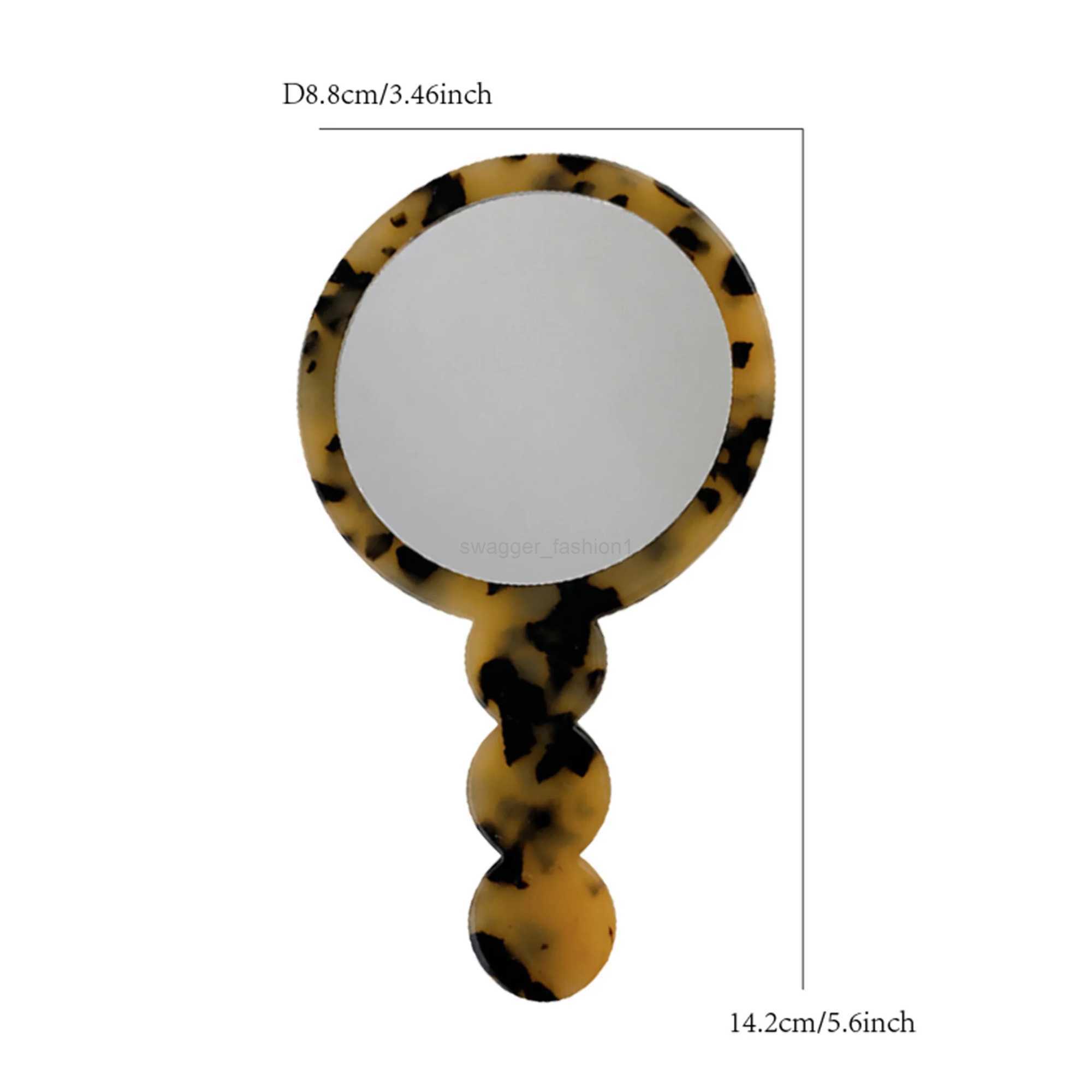 1 pc retro handle mirror multiple options round acetic acid sheet geometric mirror portable small mirror with handle make upXJ240813