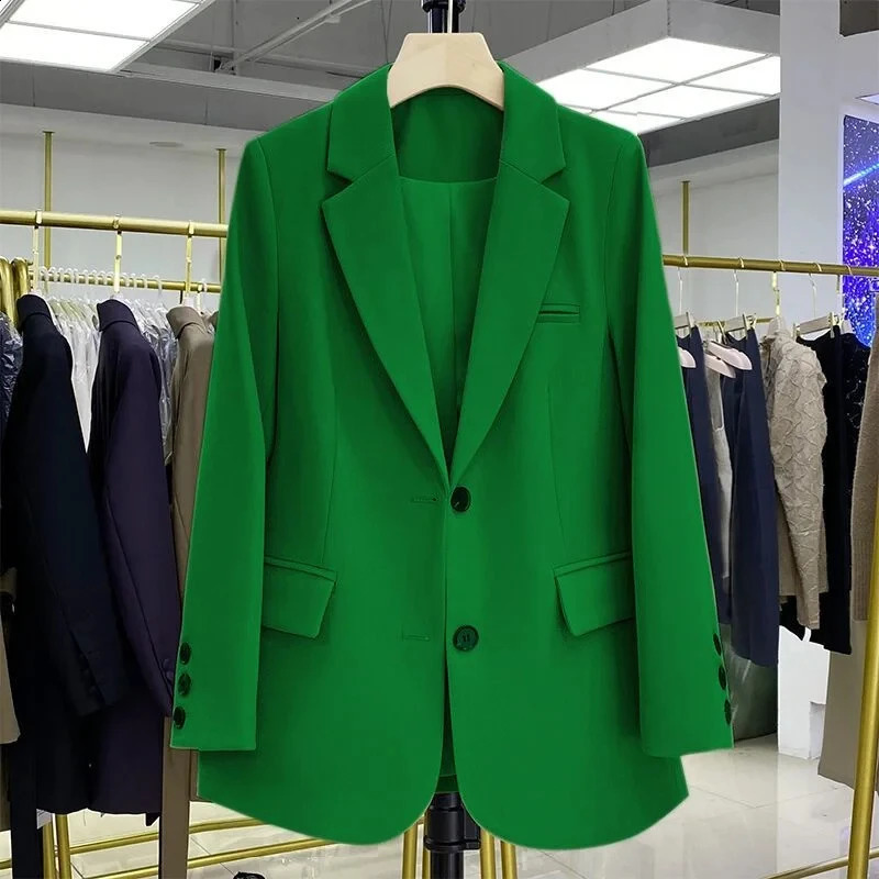 OL Spring Summer Elegant Office Lady Coat Loose Solid Thin Long Sleeved Women Blazer All-Match Casual Jacket Multi-Color Pocket 240813