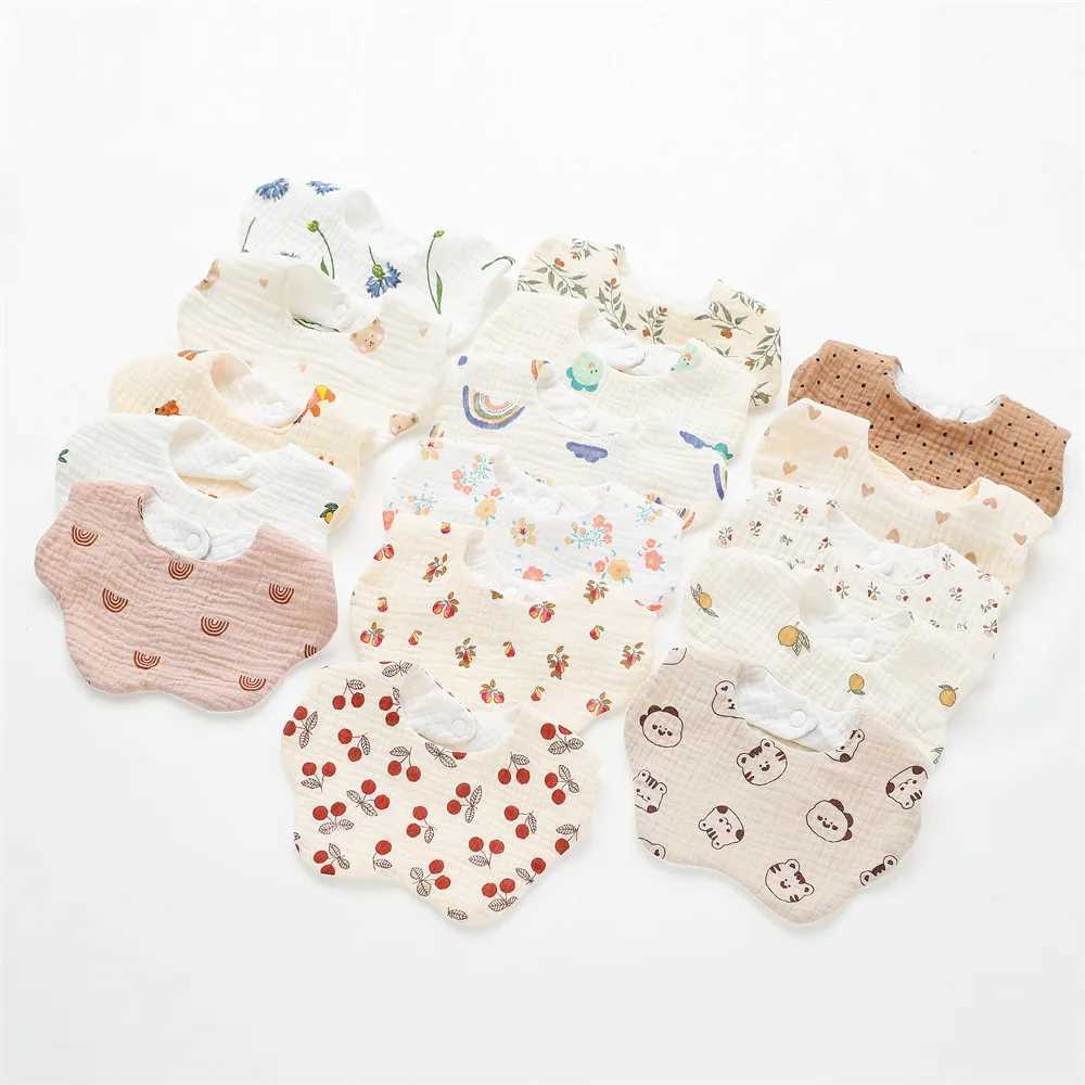 Bibs Burp Cloths Cotton Gauze Print Baby Bibs New Wave Absorbent Saliva Towel Newborn Burp Cloths Bandana Scarf for Boys Girls Feeding Drool BibL4812