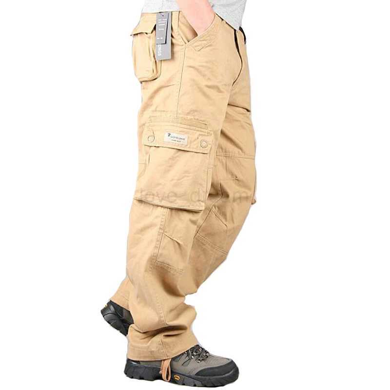 Pockets Pants Men New Autumn Winter Casual Cotton Loose Long Trousers Mens Thick Overalls Joggers Military Tactical Cargo PantsXJ240813