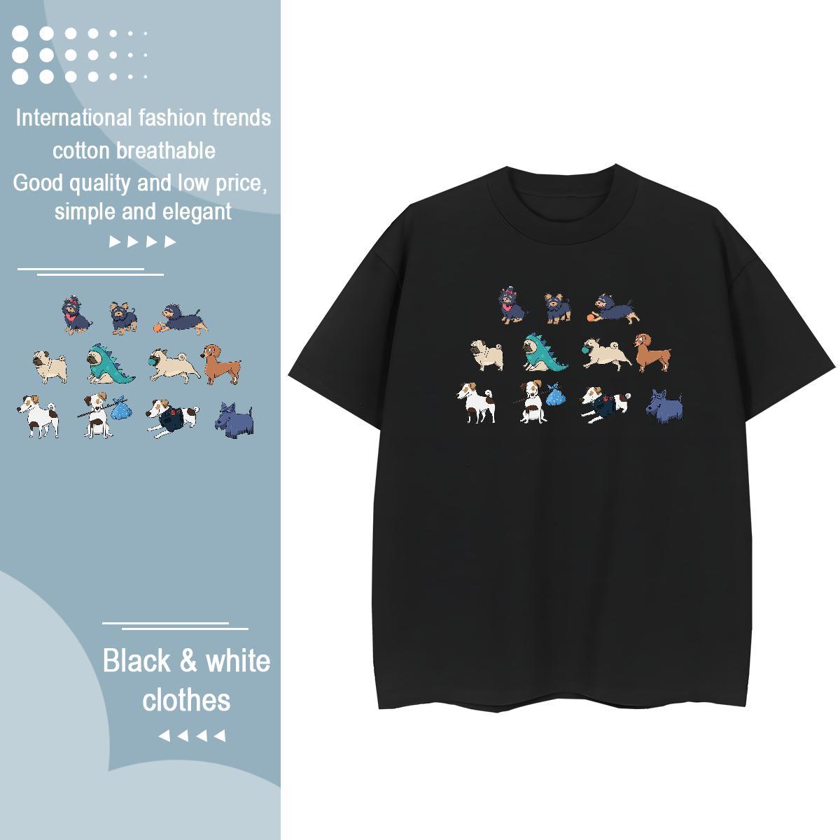 Fashion New Women T Shirts Crew Neck Breathable 230g Pure Cotton Lady T shirt Custom Printed dogs Hip Hop High quality Tops Shirt