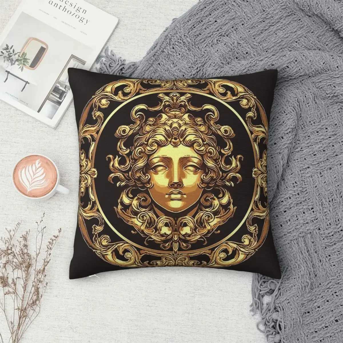 Pillow Case Medusa with ancient creative art square shell soft cushion cover fashionable zipper decoration shell suitable for home 40x40cm T240829