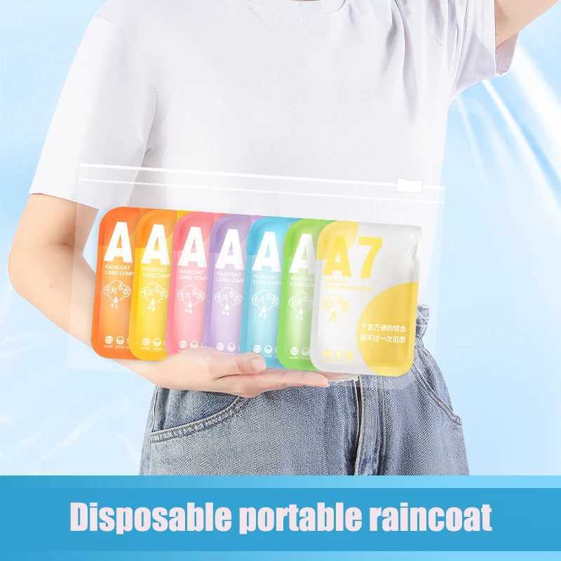 Portable Card Raincoat Disposable Adult Kids Rainwear Outdoor Hiking Travel Waterproof Thickened Poncho Camping Rain Cover Y240810