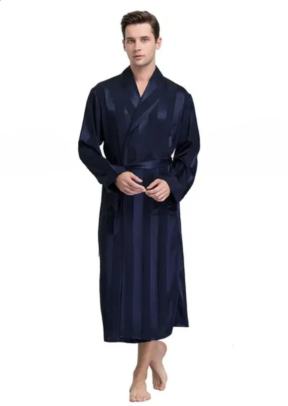 Mens Silk Satin Pajamas Sleepwear Robe Robes Bathrobe Nightgown S~3XL__For XMAS Gifts 240812