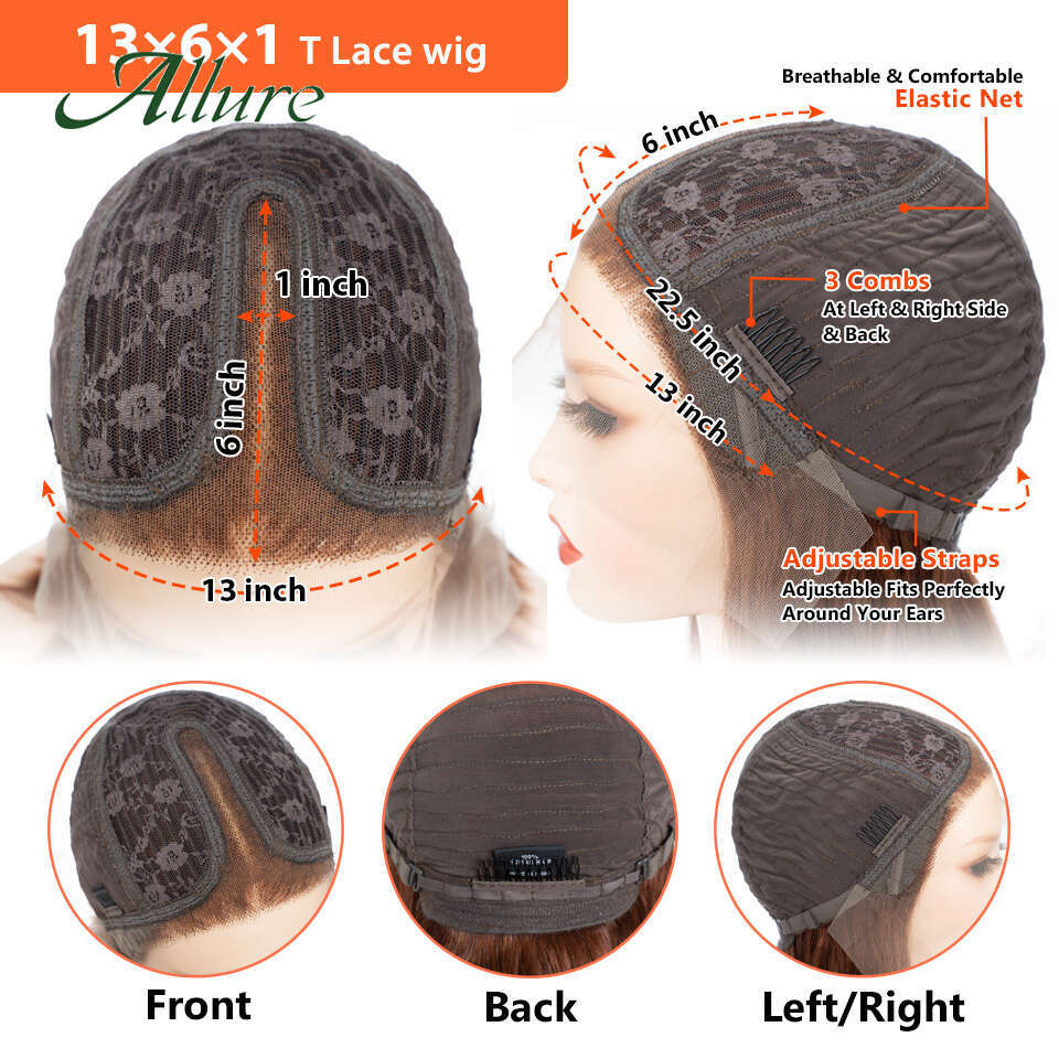 Bone Straight Front Human Hair For Women Short Bob HD Lace Frontal Wig Brown Color Glueless Wigs Allure