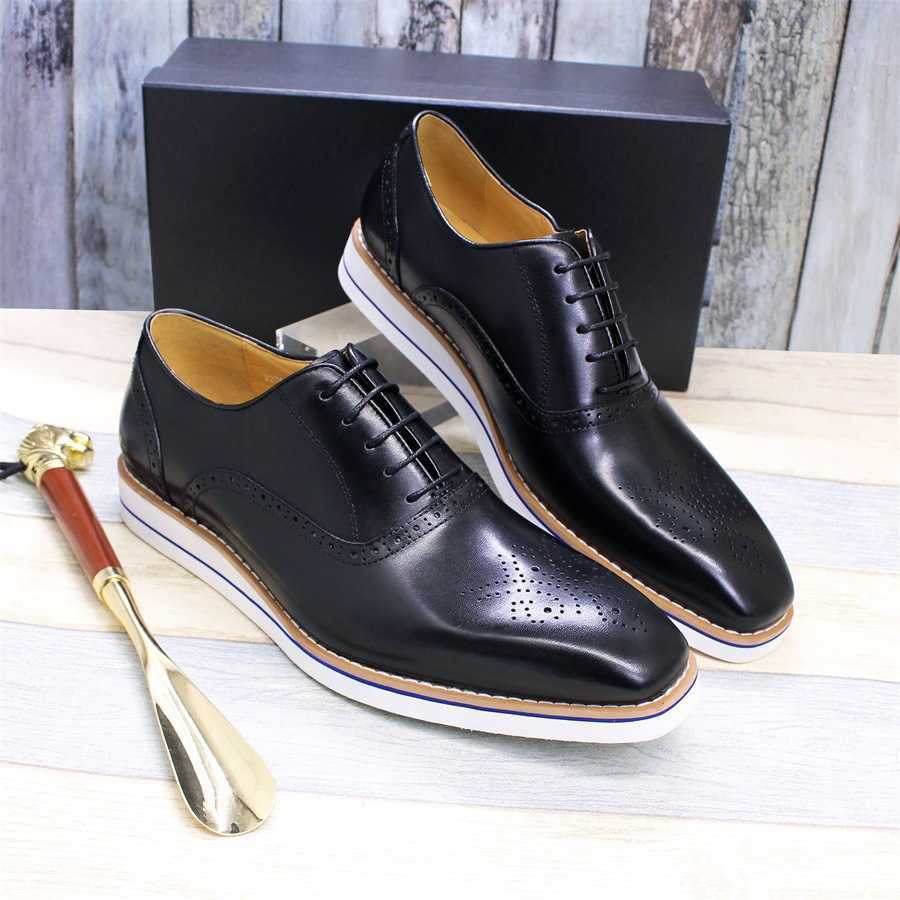 CMM Mens Leather Shoes Leather and Cowhide Casual Shoes Mens Flat Bottomed Comfortable Handmade Shoes Office Banquet Business Leather Shoes Mens Shoes