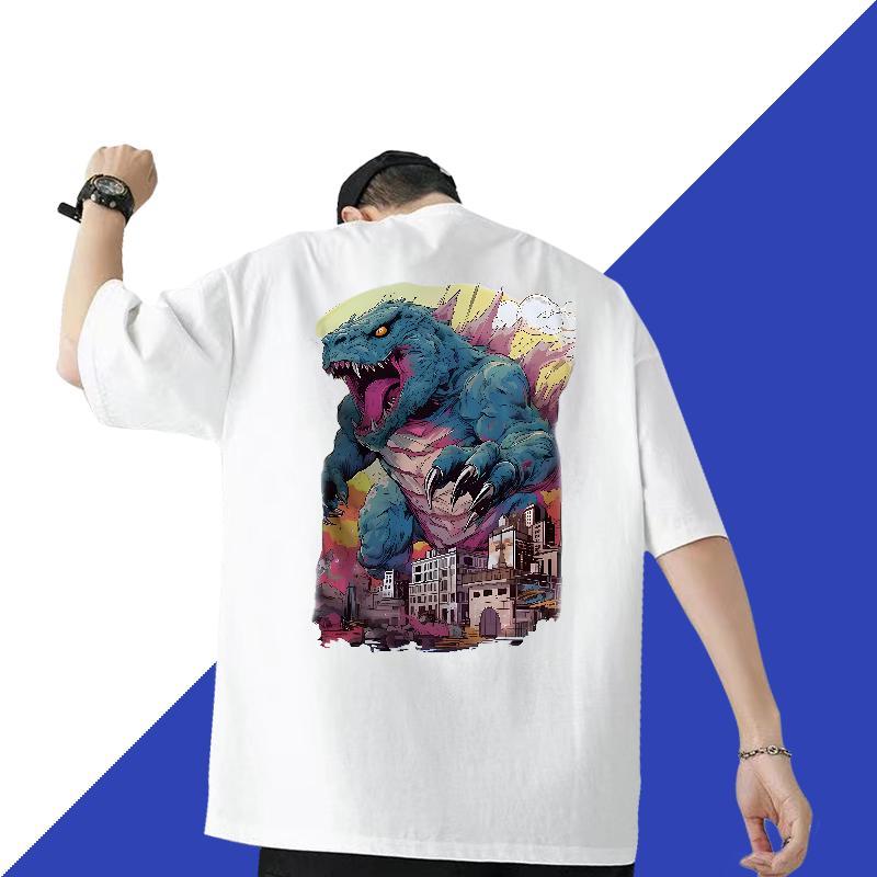 Stylist Men Tees dinosaur Sports Casual 230g Cotton Tshirts Breathable TOP Quality Men T Shirts Anime Print