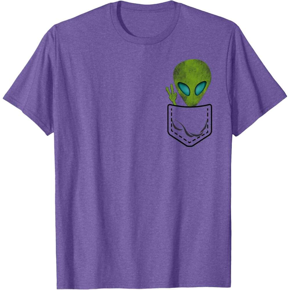 T shirt for Mens Alien Pocket Cool Funny Cute Peace UFO Gift T-Shirt Shirts Tshirt Graphic Tee Casual Tops Clothes Short sleeve