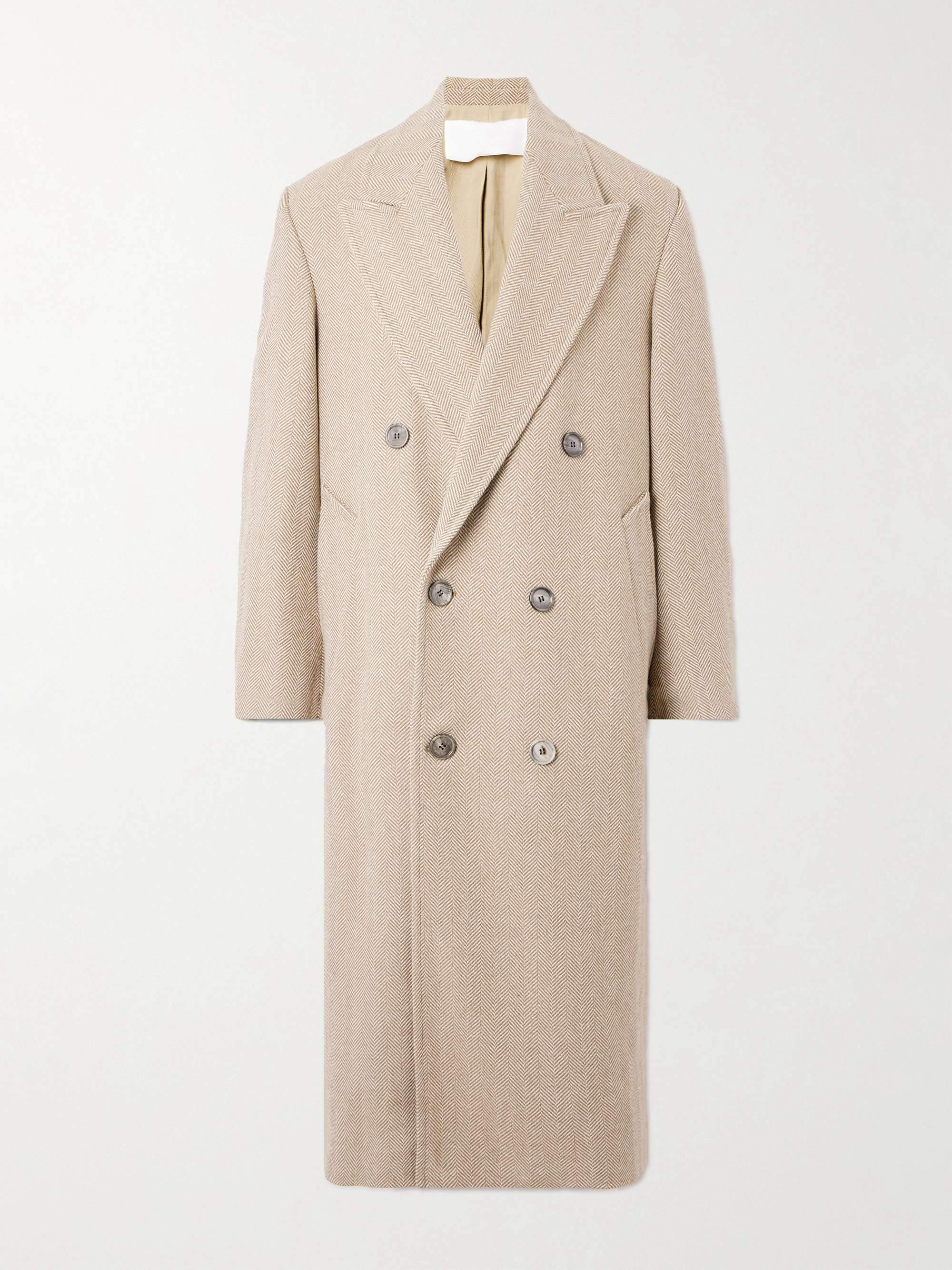 Modern Men's Wool Blend Coat Peaked Lapel Tailored Jacket Blazer Overcoat Autumn Winter Harringbone Windbreaker Custom Made Plus Size