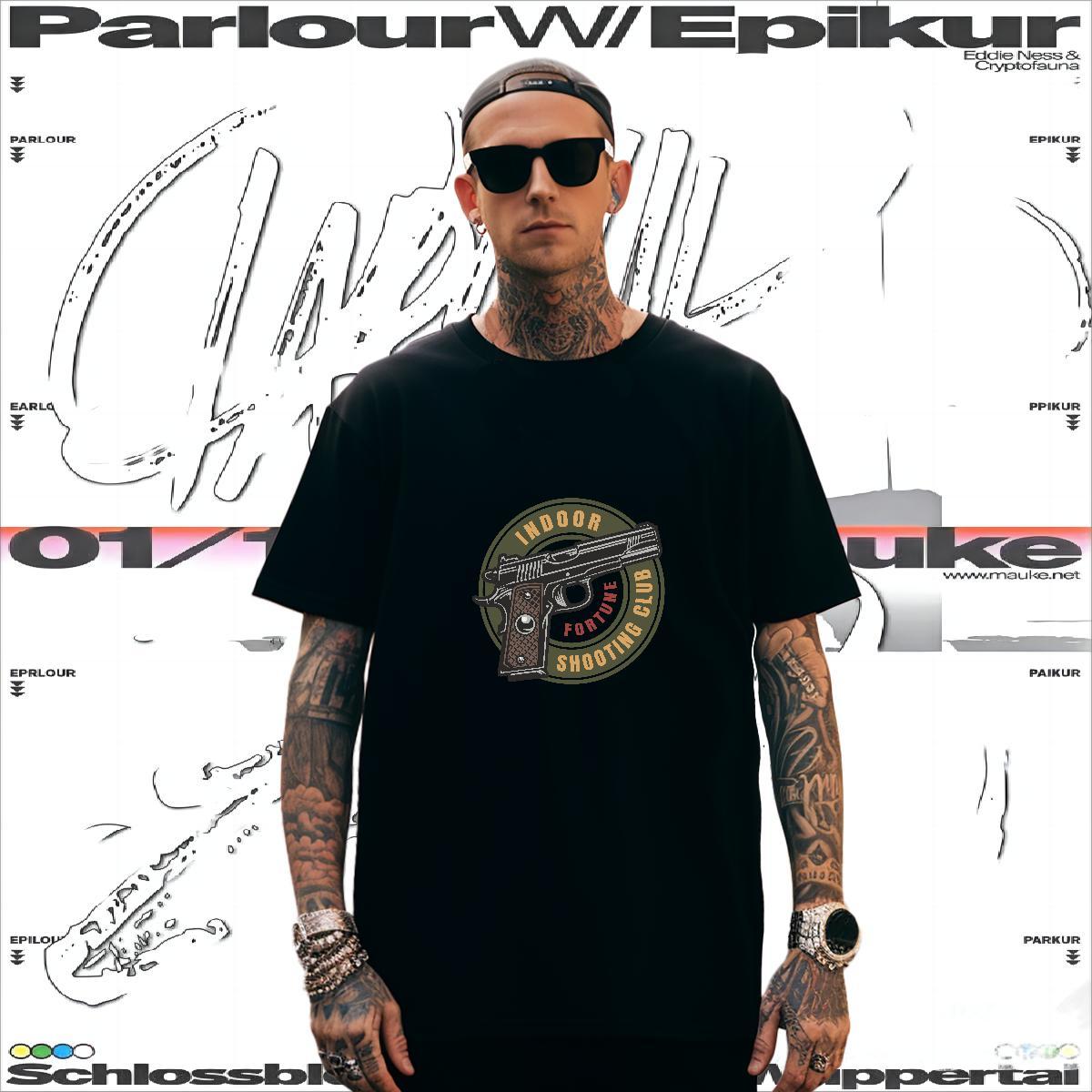 Designer T Shirt For Man pistol O Neck Short Sleeves Hip Hop Street Oversized 230g Pure Cotton Men Tees Classic Casual Polos