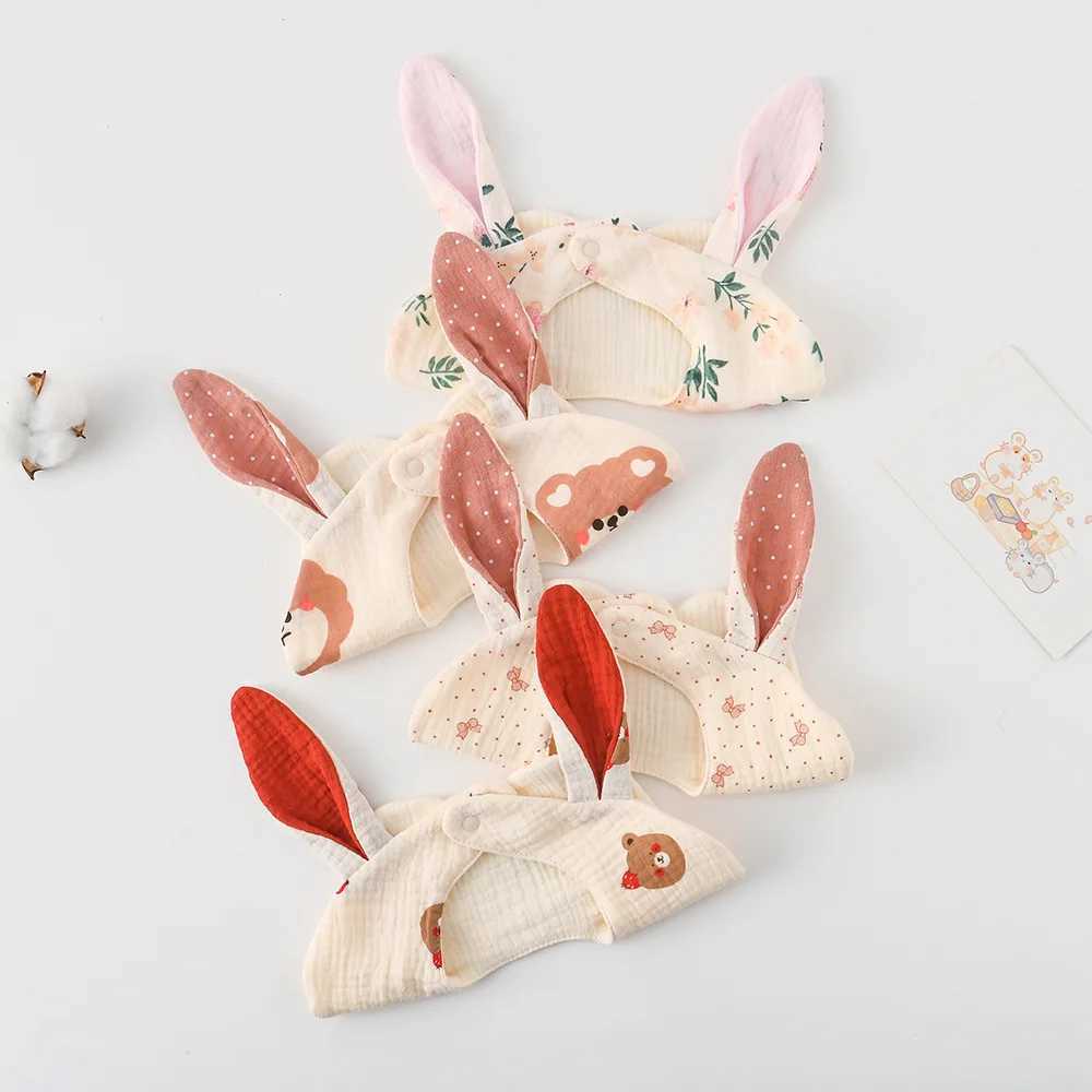 Bibs Burp Cloths New Rabbit Bear Ears Cotton Gauze Baby Bibs Infant Bib Newborn Soft Burp Cloths Bandana Scarf for Boy Girl Feeding Saliva TowelL4812