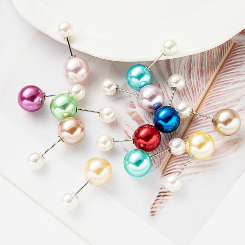 Ladies' fashionable and simple round colored pearl pin set box, waist cinching fixed anti glare brooch pin