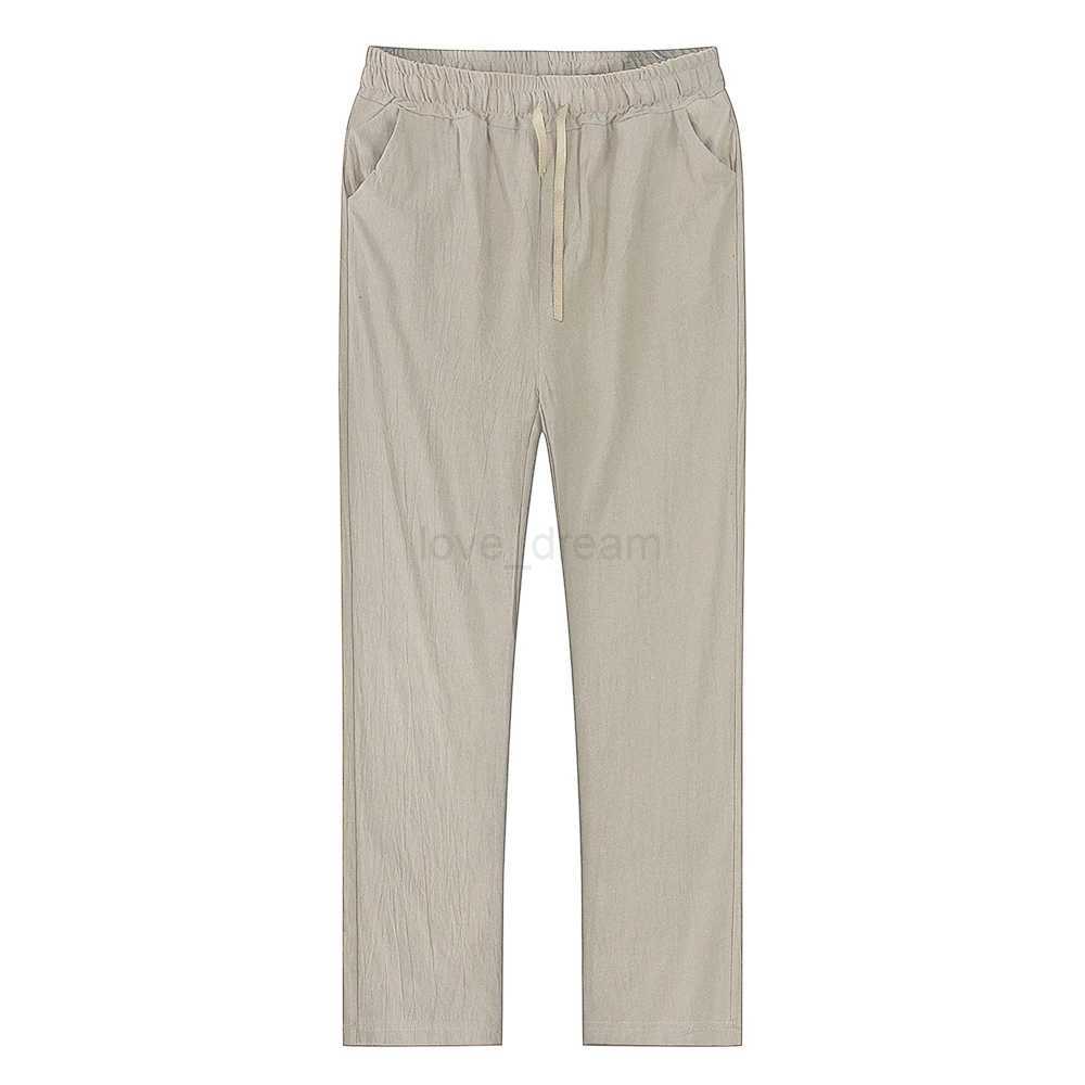 2024 New Mens Cotton Linen Cargos Pants Male Summer Breathable Solid Color Linen Trousers Fitness Streetwear Pantalones HombreXJ240813